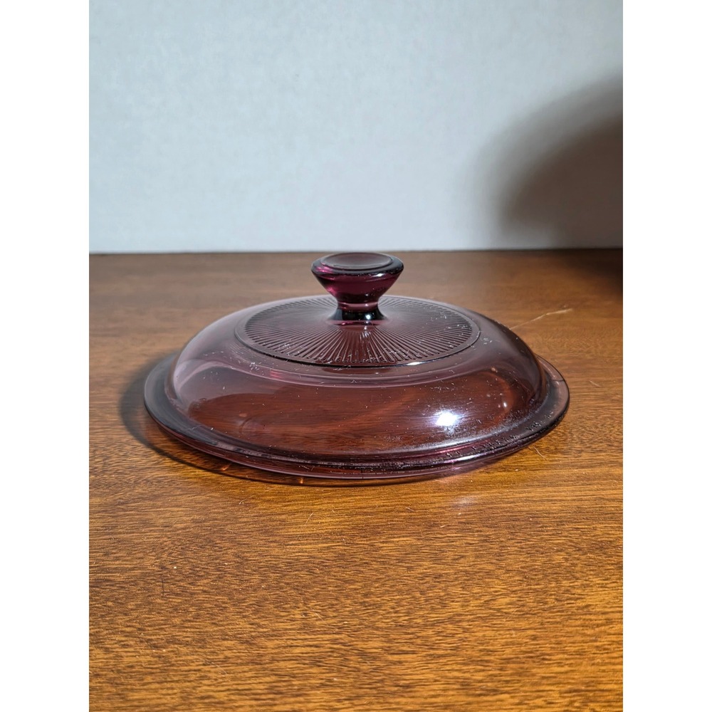 Vintage Pyrex Visions Cranberry Purple Glass Lid V-1-C Replacement UV Glow